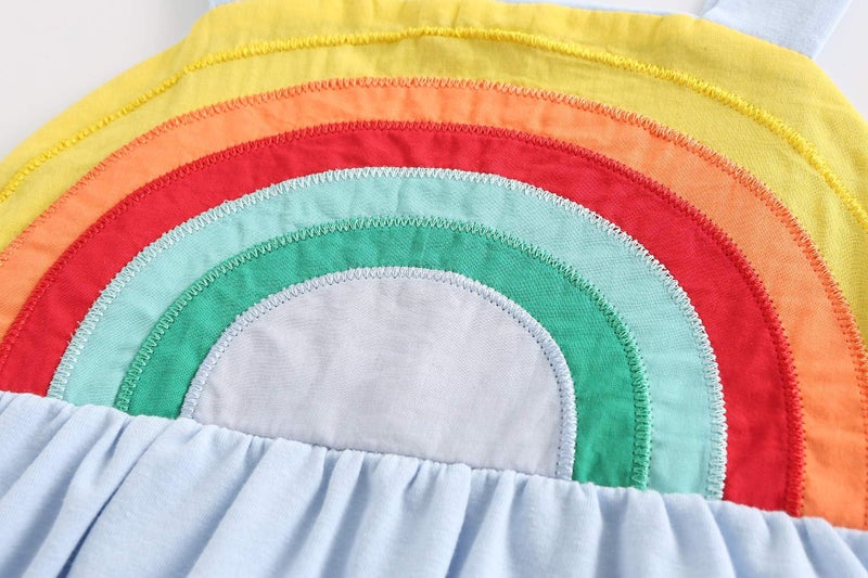 Frogwill Toddler Girls Fifties Summer Dress Blue Rainbow 2-7Y (5T, Purple) - Image 4